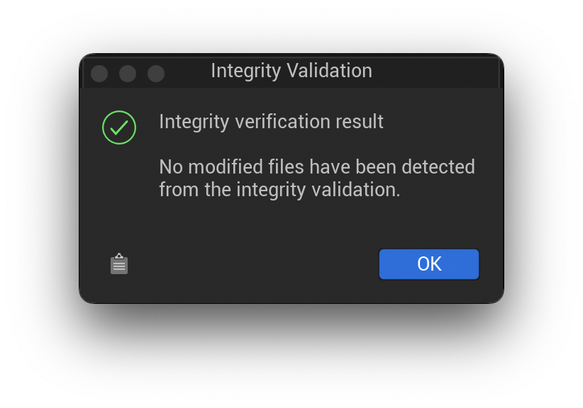 Hive SDK 完整性驗證成功彈窗